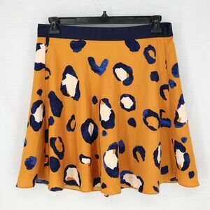 Phillip Lim 3.1 Target Skirt Womens 14 Orange Navy Blue Lined Flare Knee Length